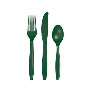 Hunter Green Premium Plastic Cutlery Service for 8 | Vtaux