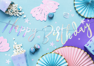 Iridescent Happy Birthday Letter Banner - Vtaux