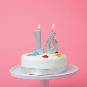 Silver Glitter Dipped Number Birthday Candle - Vtaux